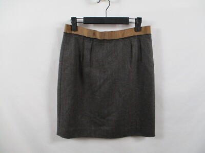 Loft Womens Skirt 2 Gray Short Straight Pencil Zip Back Pleated Solid Wool