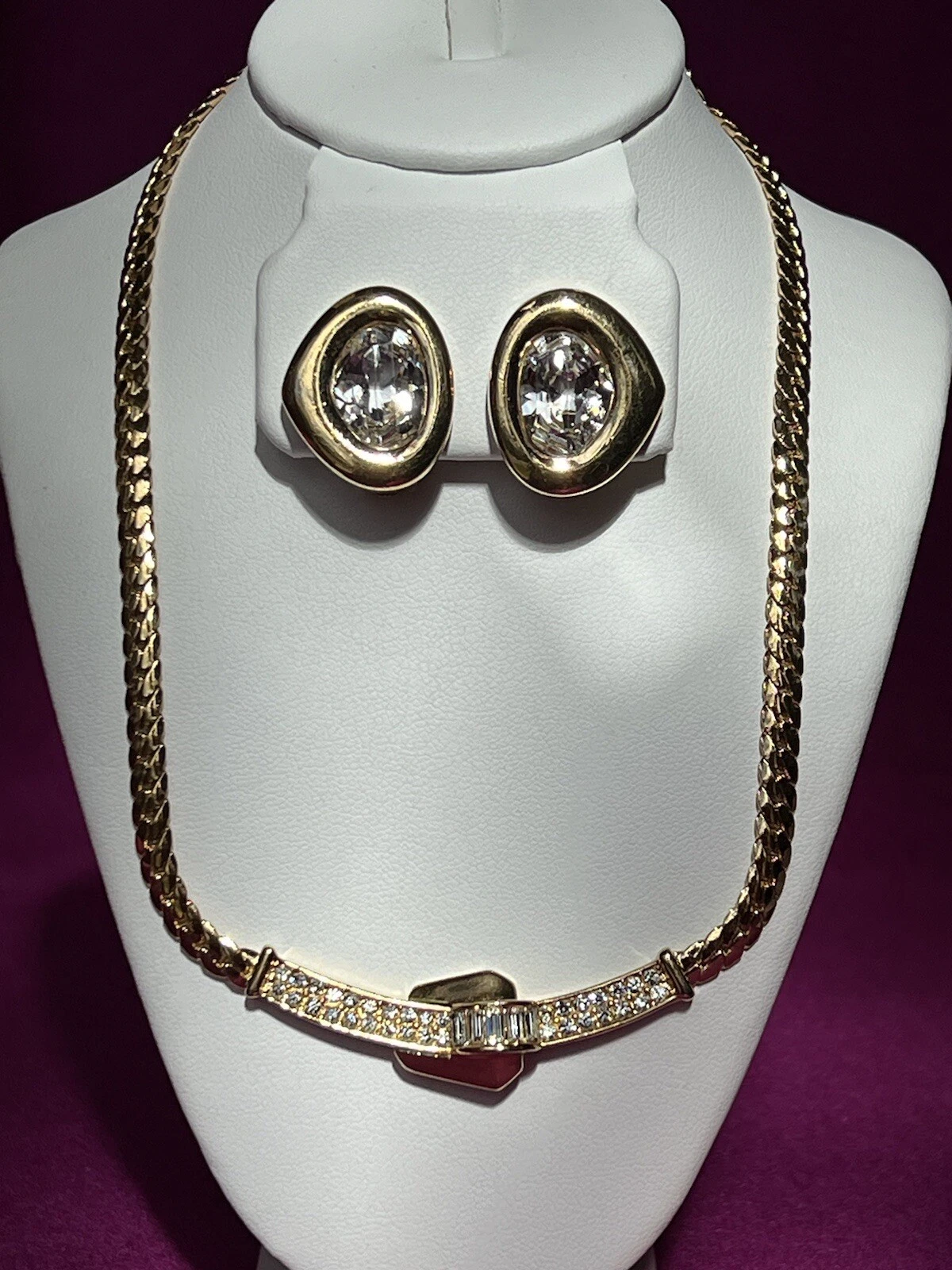 Christian Dior (Signé) MAGNIFIQUE ensemble collier et boucles d'oreilles à clipser