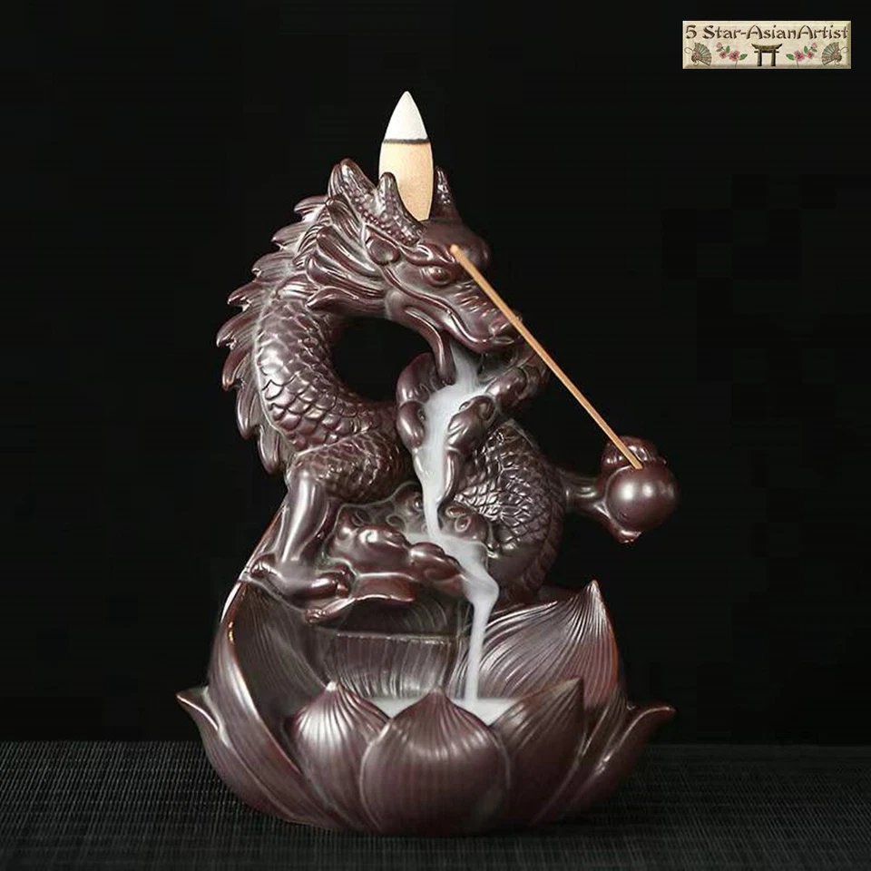 陶瓷回流香炉支架龙瀑布和香锥礼物 — 第 4/4 张图片