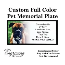 FULL COLOR MEMORIAL PLATE FOR FOR CAT, DOG, HUMAN, CUSTOM 2"x4"