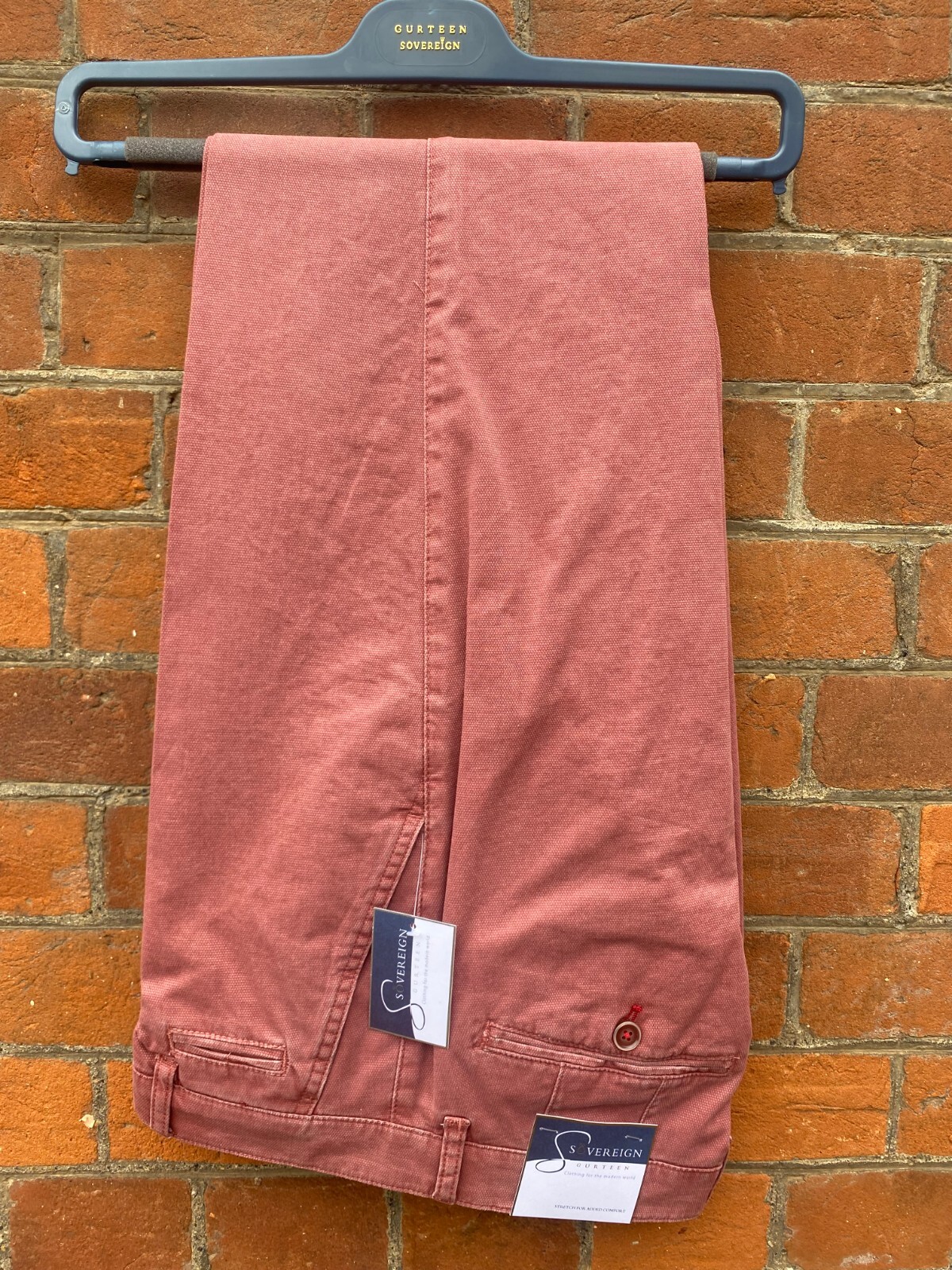 Gurteen Herren Baumwoll Stretch Chino - Neu mit Etikett - Farbe = Ziegel - viele Größen