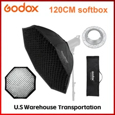 US Godox Octagon 120cm Grid Honeycomb Speedlight Softbox Bowens for Studio Flash