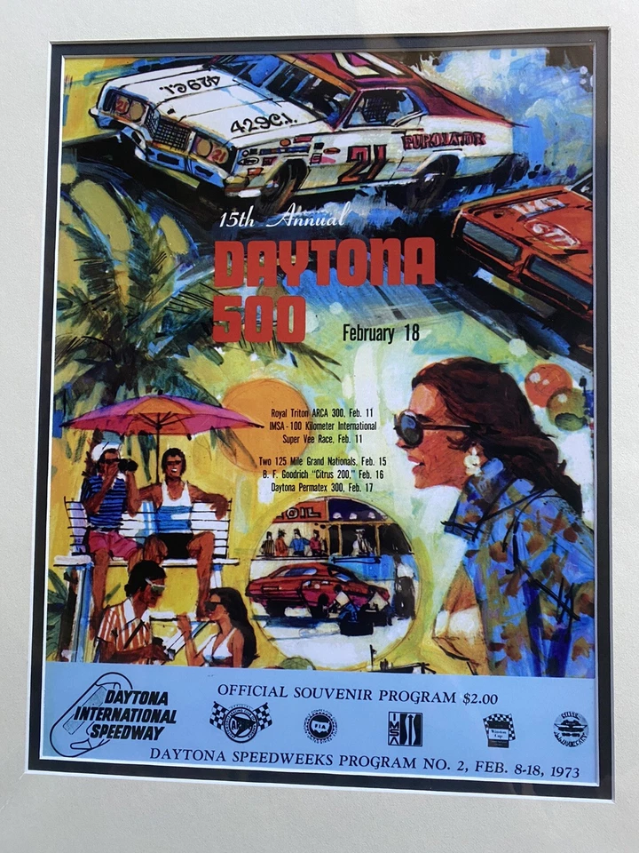 Arte de capa de programa vintage fevereiro 1973 Daytona 500 NASCAR Racing fosca 10,5x14 #15 - Imagem 3 de 4