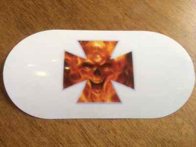 Power Dot Flaming Skull Double Bass Drum Impact Pad  Vinyl