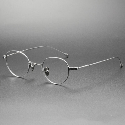 KMN53 Pure Titanium Oval Eyeglasses Frame 7g Japanese Retro
