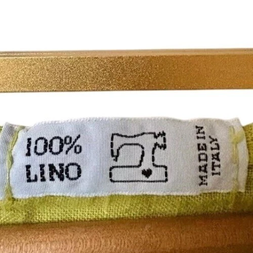 Vestido túnica de diseñador ITALIANO 100 % lino citrón con cuello y bolsillos talla mediana usado en excelente estado Foto 3 de 4