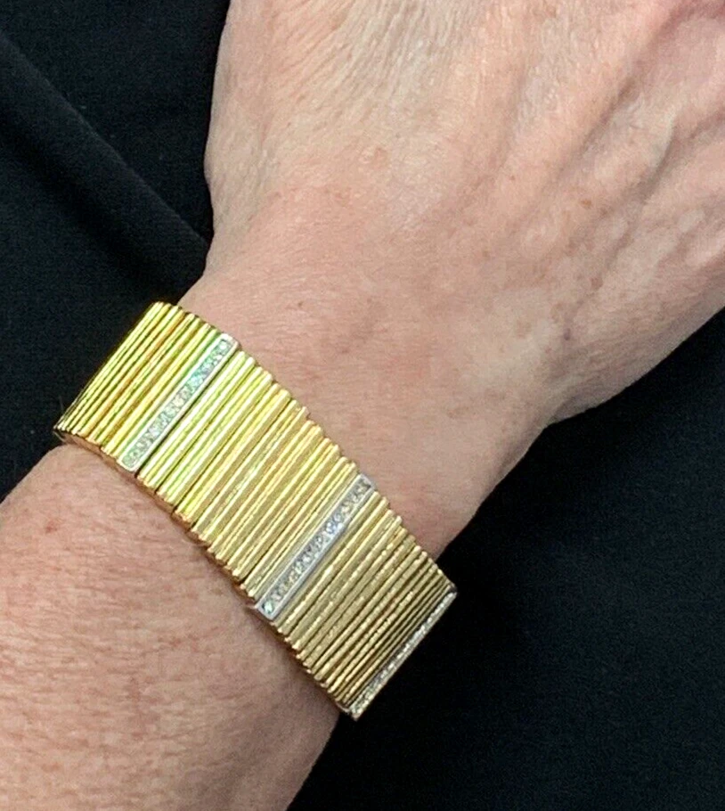 Bracciale Givenchy Vintage Stile Fascia Sigaro Stretch con 3 Barre di Pietre