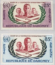 DAHOMEY 1965 253-54 C26-27 ICY Intl. Cooperación Año Hombres Varias Razas MNH