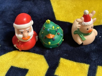 Rubber Duckies Christmas Theme Set Of Three SnowmanDuck, OrangeDuck ReindeerDuck