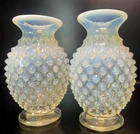 Pair of Fenton French Opalescent Hobnail Mini Bud Vases Set of 2 3.75" Tall