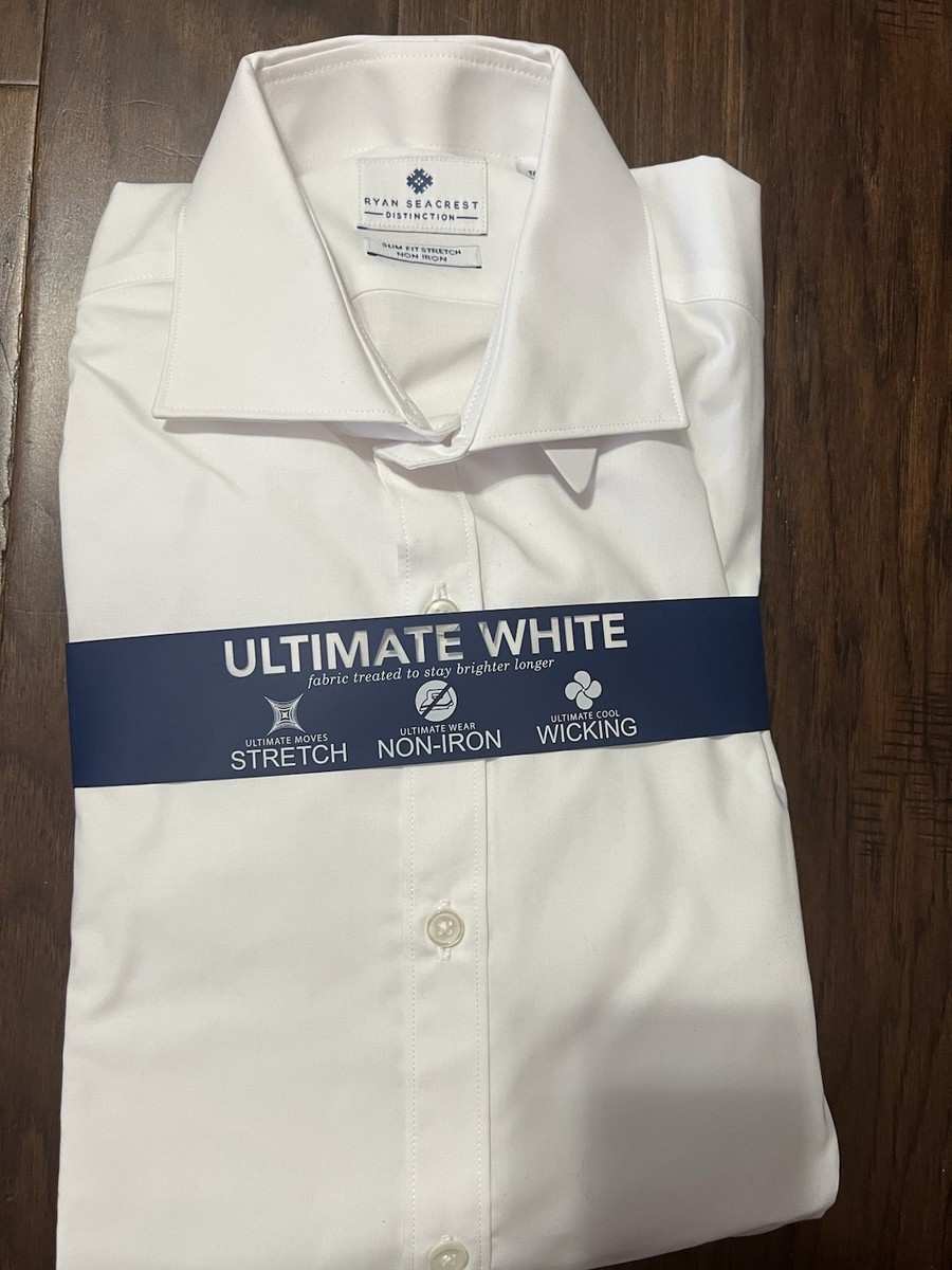 Ryan Seacrest Ultimate Slim-Fit No-Iron Performance White Dress Shirt  15-34/35 | eBay