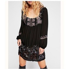 Free People Rhiannon Peasant Embroidered Mini Dress size small nwot