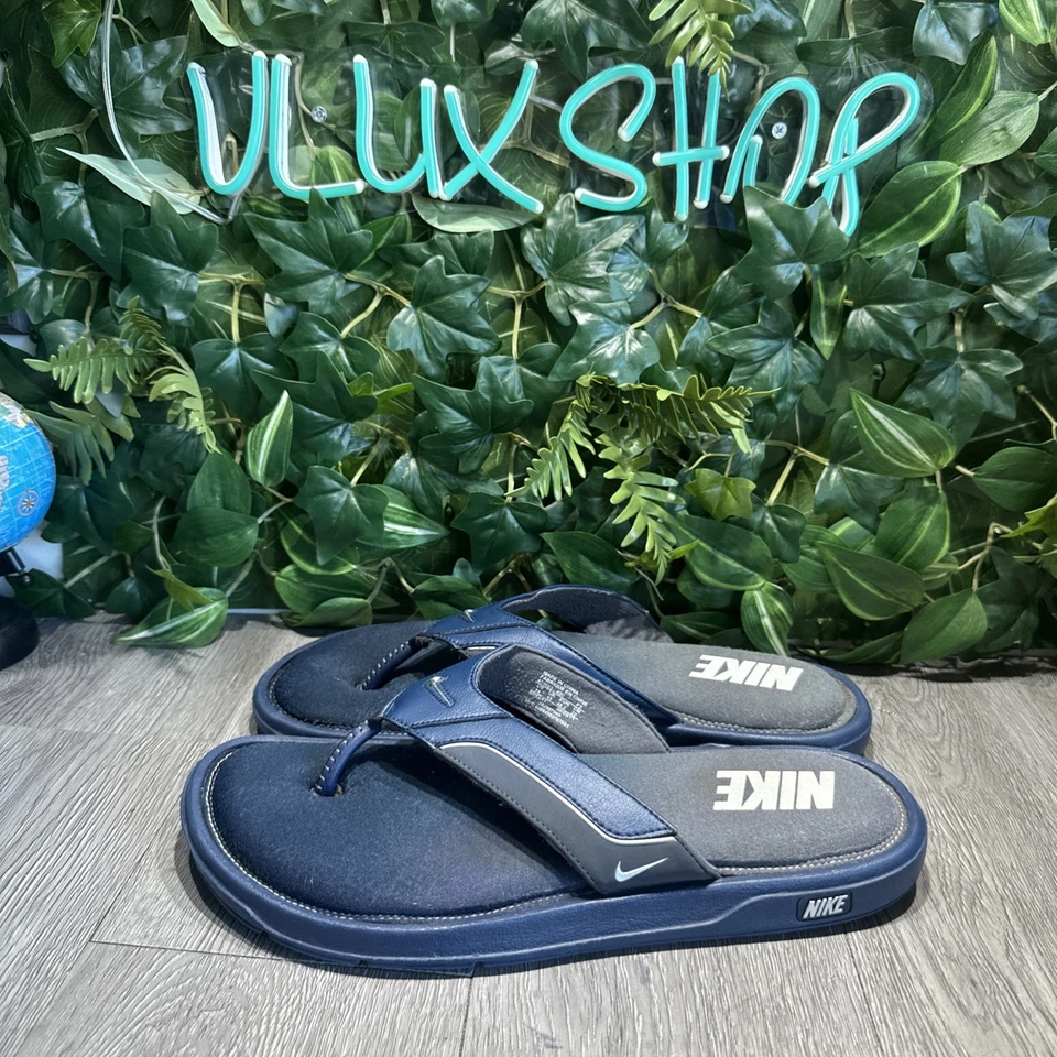 Винтажные мужские сандалии Nike CONFORT Slide 2 стринги размер 14 синие/серебристые металлик - Изображение 4 из 4