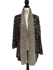 Ethereal By Paper Crane Black/Multi Color Open Soft Eyelash Speckle Cardigan M