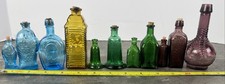 VTG Lot of 11 Embossed Mixed Miniature Bottles Blue-Purple-Green-Yellow 70&rsquo;s