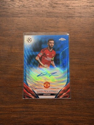 23-24 Topps Chrome UEFA Club Competitions Auto Bruno Fernandes Blue Wave /75