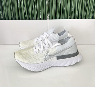 Nike React Infinity Run Flyknit NBY White Silver Womens Shoes CD4372-101 Size 6