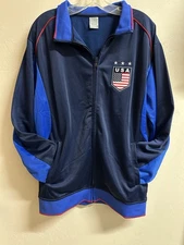 RX Rhinox Men's Jacket Blue Red USA Soccer Long Sleeve Full Zip Size Large