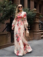 new Zimmermann Laelia Floral Maxi Dress in Cream with Red Blooms