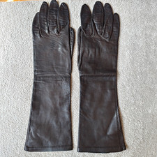 Vintage Grandoe Women Gloves Size 7 Leather Silk Brown Soft Elegant Formal Italy