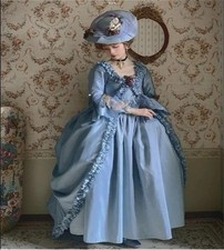 1860s Victorian Prom Dress Gothic Steampunk Baroque Medieval Evening Gown Blue