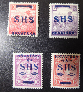 Jugoslawien 1919 "SHS HRVATSKA" Aufdrucke Mi.Nr.62/65 ME 2220