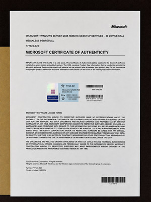 Microsoft Windows Server 2025 RDS 50 DEVICE CALs License Remote Desktop Services