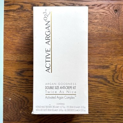 Active Argan Double Size Anti-Crepe Kit 6.7 Hand Butter 1.0 Eye 3.4oz Neck Cream