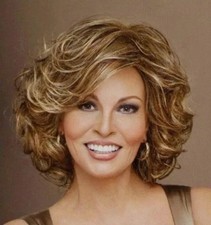 Short Mix Blonde Curly Fashion Hair Blend Heat Ok Women Natural Wig 12In