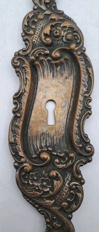 Antigua placa de puerta de bolsillo tira antigua victoriana Eastlake herrajes de latón vintage Foto 4 de 4