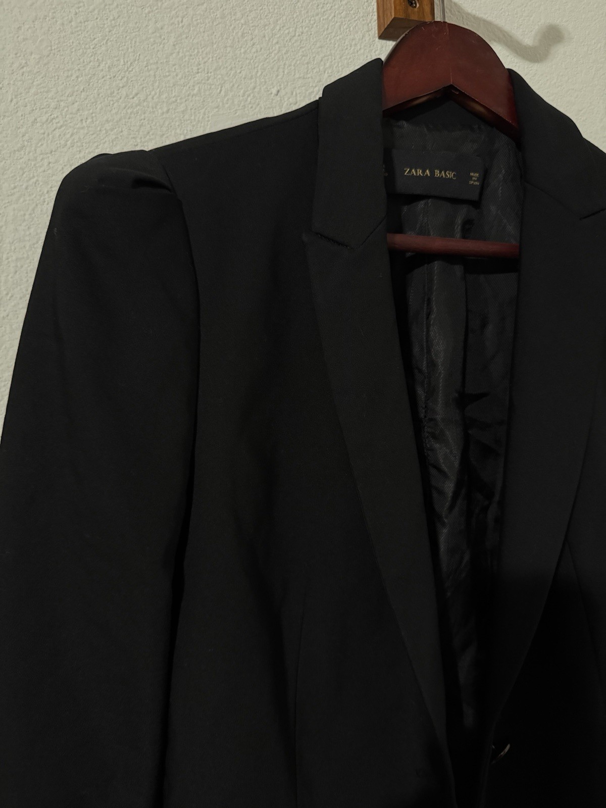 Zara Basic Black Single- Button Blazer Puffy Shou… - image 5