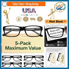 5 Pack Reading Glasses Men Blue Light Protection 1.5 Diopters Light Black