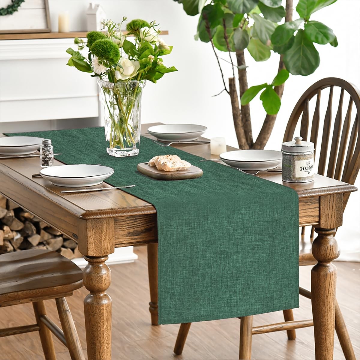 Chemin de table vert forêt décoration de table de cuisine moderne et linge de salle à manger - 2