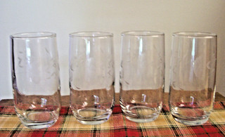 Princess House Heritage Crystal Etched 5” Drinking Glass Set of 4 NEVER USED