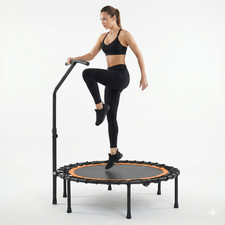 40in Exercise Trampoline with Safety Handrail  Spring Cover for Adults  Kids
