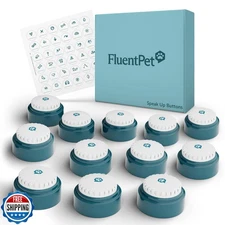 FluentPet Speak Up Dog Buttons for Communication, (12 Recordable Buttons) wit