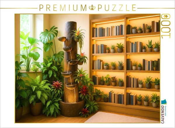 Calvendo Puzzle Indoor Fountain With Bromeliads | 1000 Pieces, Finished Size 25.-image
