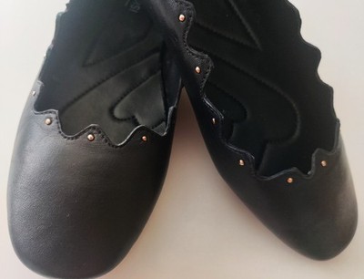 Allonsi Sienna Womens 10 Black Leather Ballerina Flats