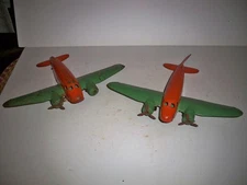 (2) 1930's Vintage WYANDOTTE Pressed Steel #204 Airplane Plane Toy 13" Wingspan