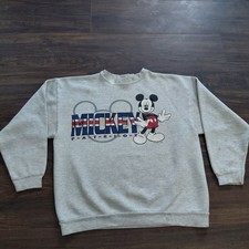 Vintage Mickey Mouse Disney Crewneck Sweatshirt 90's - Size L Patriot Distressed