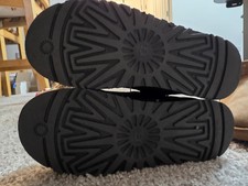 UGG Black Suede Ankle Bootie Faux Fur Lined Pull On Round Toe Women's Boots