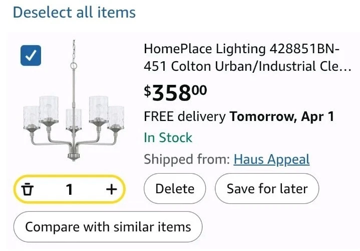 Lámpara de araña HomePlace by Capital Lighting Colton de 5 luces, níquel - 428851BN-451 Foto 4 de 4