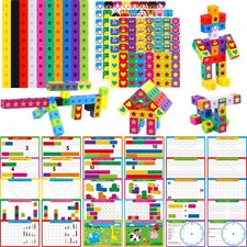 Math Linking Cubes, 100 Cube Manipulatives with 30 Small, Multicolor