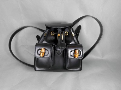 Gucci Backpack Bamboo Black Leather Authentic | eBay display picture 3