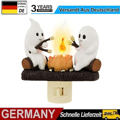 Ghost Campfire Flickering Night Light Resin Dusk To Dawn LED Lamp (UK)