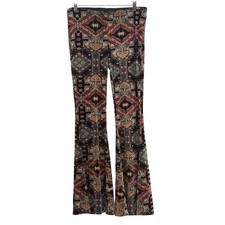 Free People Pants Velvet Flare Women Size Medium Black Boho Maura Pull On