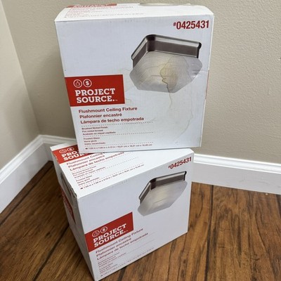 2 pcs.NIB Project Source Flushmount Ceiling Light w/Frosted Glass Shade w/Nickel