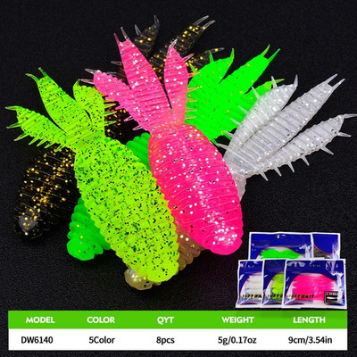 9cm Soft Lure Pack Flat Triple Tail Design 8 St��ck zum Barschangeln im S��?was