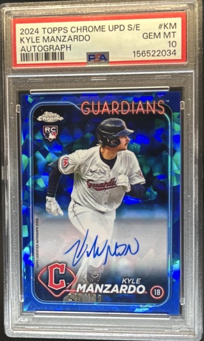 2024 Topps Chrome Update Sapphire Kyle Manzardo RC Auto #USA-KM /199 PSA 10