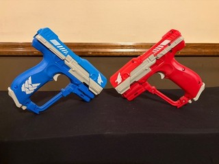 Mattel BoomCo Halo UNSC Magnum M6 Blaster Red and Blue Lot of 2